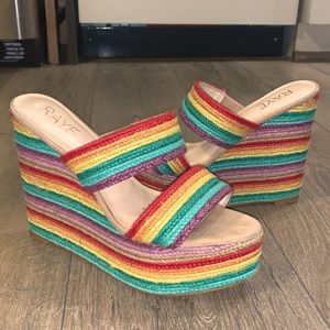 RAYE Slip-On Rainbow Wedge Heels